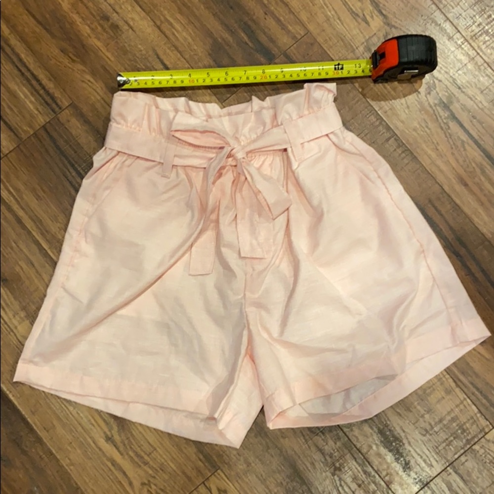 High waisted light pink shorts
